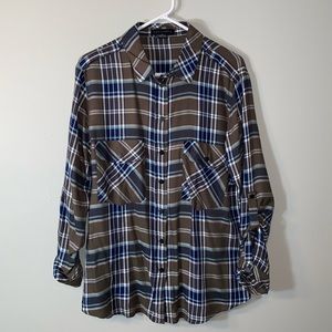 Women’s Olive Green Button Down Boyfriend Shirt - Medium